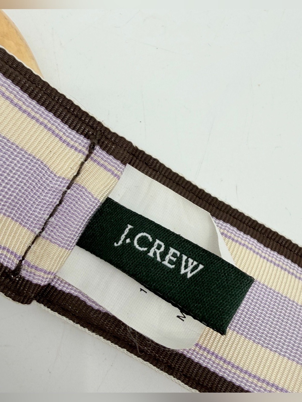 J. Crew Belt Womens S/M Grosgrain Ribbon D-Ring Bambo Purple Striped READ - Picture 3 of 9